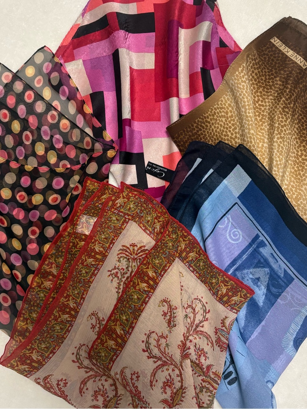 VTG Silk & Mixed Fabric Scarves Bundle Anne Klein, Cejon, Coldwater Creek more